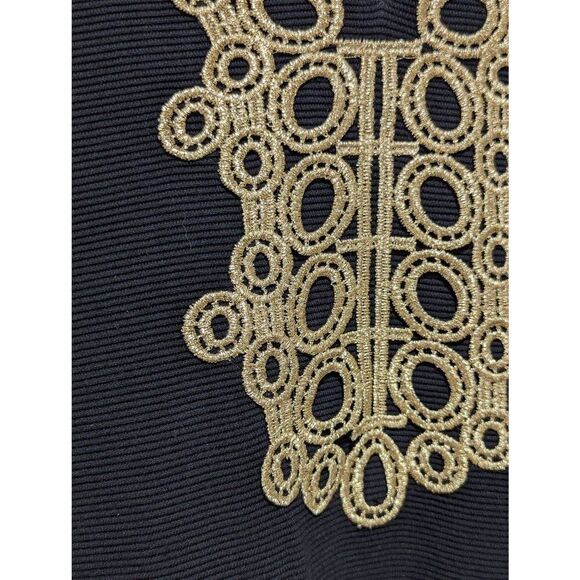 Charter Club Women's Black Plus Gold Lace Trim Embroidered Tunic Blouse Large - Picture 3 of 6